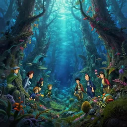 underwater forest, digital art, concept art, magic fantasy, scenic, vibrant colors, high contrast, highly detailed, trending on artstation, 8k, andreas rocha, sylvain sarrailh, darek zabrocki, finnian macmanus, dylan cole, liang mark, albert bierstadt, sung choi, peter mohrbacher, greg rutkowski, studio ghibli