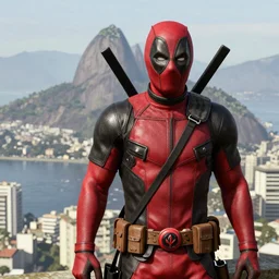 Deadpool in Rio de Janeiro in GTA V, high definition, detailed
