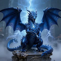 two - headed dark blue dragon the lord of electricity