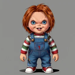 grunge drawing of chucky by - michael karcz , loony toons style, horror themed, detailed, elegant, intricate