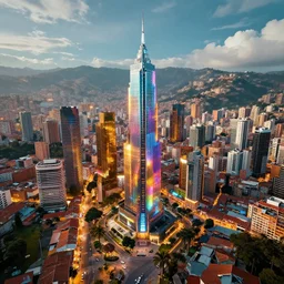 medellin solarpunk,, highly detailed vfx, cinematic, volumetric lighting,