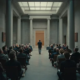 artwork of the cinematic view of the institution of stimulation, by john howe