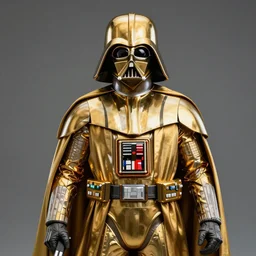 golden colored darth vader, photograph, 4k, trending on artstation