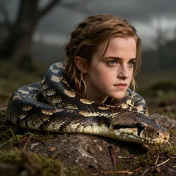 emma watson head on a giant anaconda