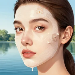 skin care overdetailed art, by greg rutkowski, lake, art station