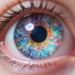 microscopic shot of a human iris trending on artstation artstation hd intricate detailed photorealistic unsplash contest winner award winning bright lively cosmic colors beautiful imagery bioluminescent colors vivid colors lens flare lens light