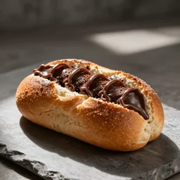 a bread filled with chocolate pasta.