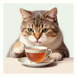 british cat sipping on tea, propaganda poster