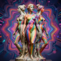 full body statue of Emma Watson by Jean-Baptiste Carpeaux and Luo Li Rong and Michael James Talbot, all body, perfect symmetrical face, colorful, psychedelic psychedelic psychedelic colors, fresh rainbow bodypainting, synthwave, in full growth, elegant, realistic, 8K, female full-skin figure, hyperrealism, subsurface scattering, raytracing, rim light, Octane Render, Redshift, Zbrush, complex psychedelic glitch background