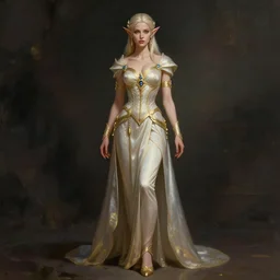 digital art of elegant fantasy d&d elf, standing upright, full body