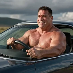 really obese john cena driving a car. Ultra realistic digital art.