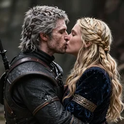 ciri ( zireael ) kissing triss merigold, screenshot of witcher 3, amazing photorealism ^ hyperrealistic, ultradetailed, 4 k, 8 k, hd
