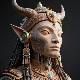 highly lifelike beautiful divine tribal sundog with regalia adornments wide hdr whole infinite capsule apparent with awe an idea seep's into infinity, face axonometric mechanical fantasy intricate elegant, in void of latent space, volumetric lighting 3 d modelling h 5 1 2