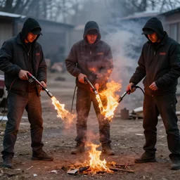 crack addicts torching things with handheld propane torches