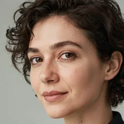 European woman photograph, detail, (dark shorter curly hair), (38 years old), (good looking ), intelligent