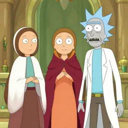 rick and morty as religious jews, digital illustration, in the style of jeszika le vye