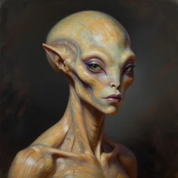 a beautiful alien woman with wooden skin, painted by artgerm and tom bagshaw, fantasy art, dramatic lighting, highly detailed oil painting