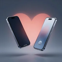 Two phones heart through the air. illustrating. 2 phones