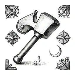 sledgehammer iconography engraving ornaments alchemy ink