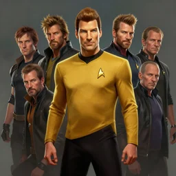 portrait shot of a captain kirk from star trek in cyberpunk 2 0 7 7, realistic, professionally, professionally color graded, intricate, elegant, highly detailed, centered, digital painting, artstation, concept art, smooth, sharp focus, illustration, artgerm, tomasz alen kopera, peter mohrbacher, donato giancola, joseph christian leyendecker, wlop, boris vallejo