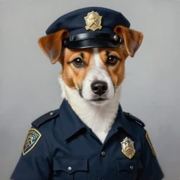 a beautiful painting of a jack russell with a sheriff outfit, featured on artstation