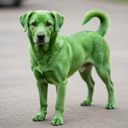 a real green dog, realistic, detailed