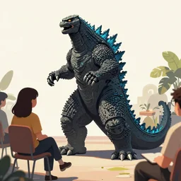 godzilla going to therapy trending on artstation