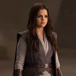 selena gomez in star wars, movie still frame, hd, remastered, film grain, cinematic lighting