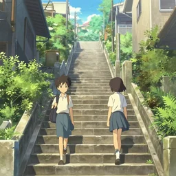 escadaria selaron in an anime film, directed by makoto shinkai, street level, cinematic
