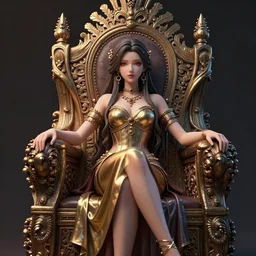 an intricate concept art, photorealism, a woman figures carved on a throne, ultra photorealistic, pinterest, artstation, cgsociety, pinterest, digital art, hyper detail, radiant lighting, anime colors, style by wlop, octane render, 8 k