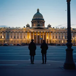 evening in saint petersburg in style of simon stalenhag