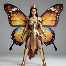full body photo of a beautiful cute strong warrior queen wearing butterfly armour, highly detailed, 8 k, hdr, smooth, sharp focus, high resolution, award - winning photo