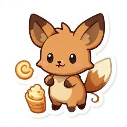 cute miss mascot feunard feunard ninetales food sticker art, cronobreaker, beeple game icon