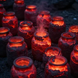 jars full of red hot magma