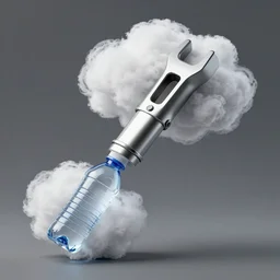 a metallic - looking mechanial tool to make clouds from bottled water