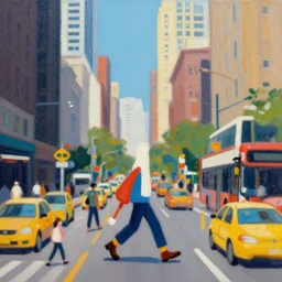 busy city, painting by John Poopoofart