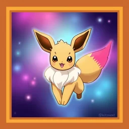 pokemon card with border on it is the pokemon eevee by ross tran and artgem