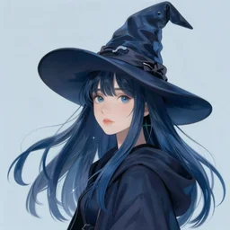 portrait of a young witch, witch hat, flowing hair, last exile, blue submarine no. 6, loish, murata range, synthwave, cosmic, kawaii, big anime eyes,studio lighting, manga, anime, 1980s, vibrant, beautiful,28mm lens, dreamy, gradation, jean giraud,  hisashi eguchi , ((space nebula background))