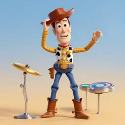 Woody from Toy Story DJing, photoreal
