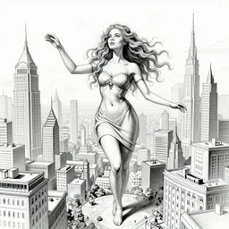 a sketch drawing, ultra detailed, weird, unique, magic, freedom, beautiful woman, surreal city, in style of jean - michel basquiat, trending on artstation