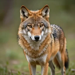 anthropomorphic red wolf female in hd realistic style