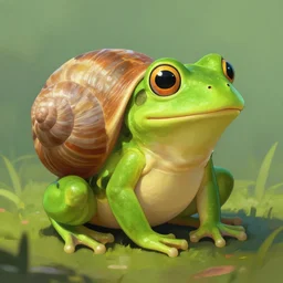 a frog with a snail shell, digital painting trending on artstation, 7 k