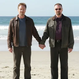gus fring and walter white on the beach holding hands
