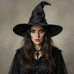 a realistic witch portrait, by jean edward hopper,