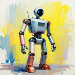robot made from tubes and wires, bright brush strokes, by jeff koons, by james jean