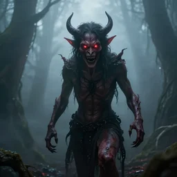 devil, scary, magical area, foggy area, by greg rutkowski, sharp focus