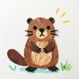 cute beaver made of crayons