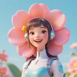 happy beautiful flower female futuristic avatar