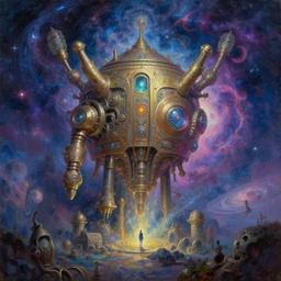made of ancient magic technology, galactic astral realm journey in oil painting, trending on artstation, award winning, emotional vibrant, highly detailed surrealist art