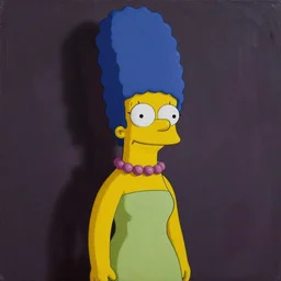 an ultra - realistic portrait painting of marge simpson in the style of alex ross. 4 k. ultra - realistic. highly detailed. dark fantasy. epic lighting.